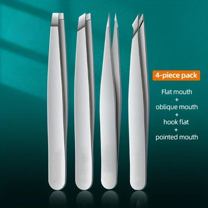 Tweezers For Eyebrow Precision Stainless Steel Hair Facial Hair Removal Splinter Blackhead Slant Tip Angle Tip Pointed Tip