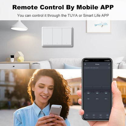 Tuya ZigBee3.0 Smart Switch No Neutral Wire Intelligent US Wall Button Light Switch AC100-240V APP Voice Control With Alexa