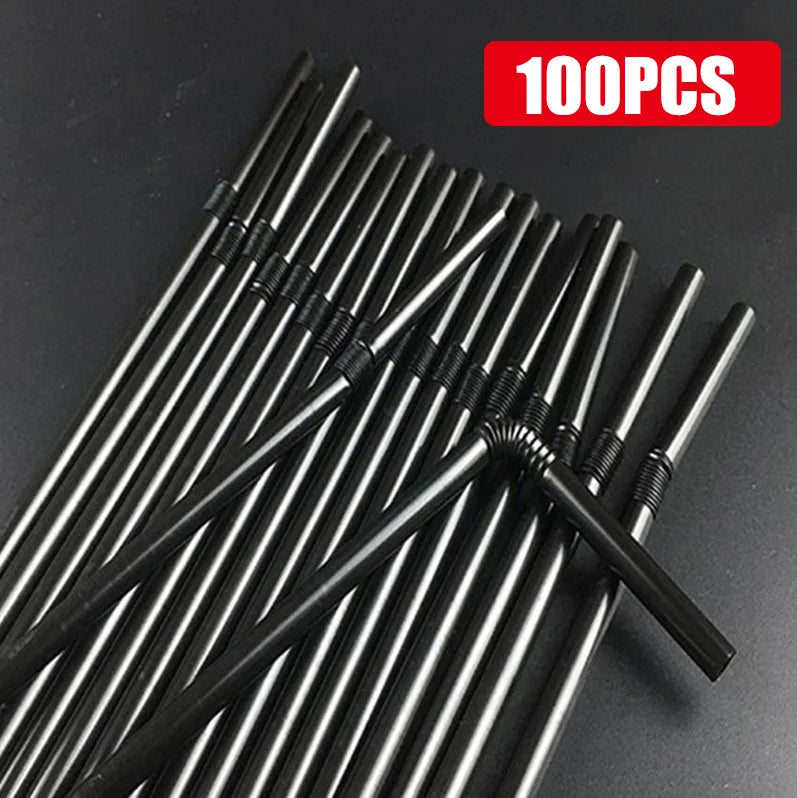 100-1000PCS Drinking Straws Colorful & Black rietjes Flexible Wedding Party Supplies Drinking Beverage Straws Kitchen Wholesale