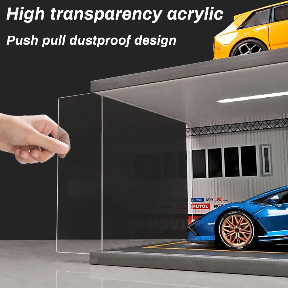 1/18 Double-layer light-equipped dust-proof car toy model parking lot(without car and action figure)