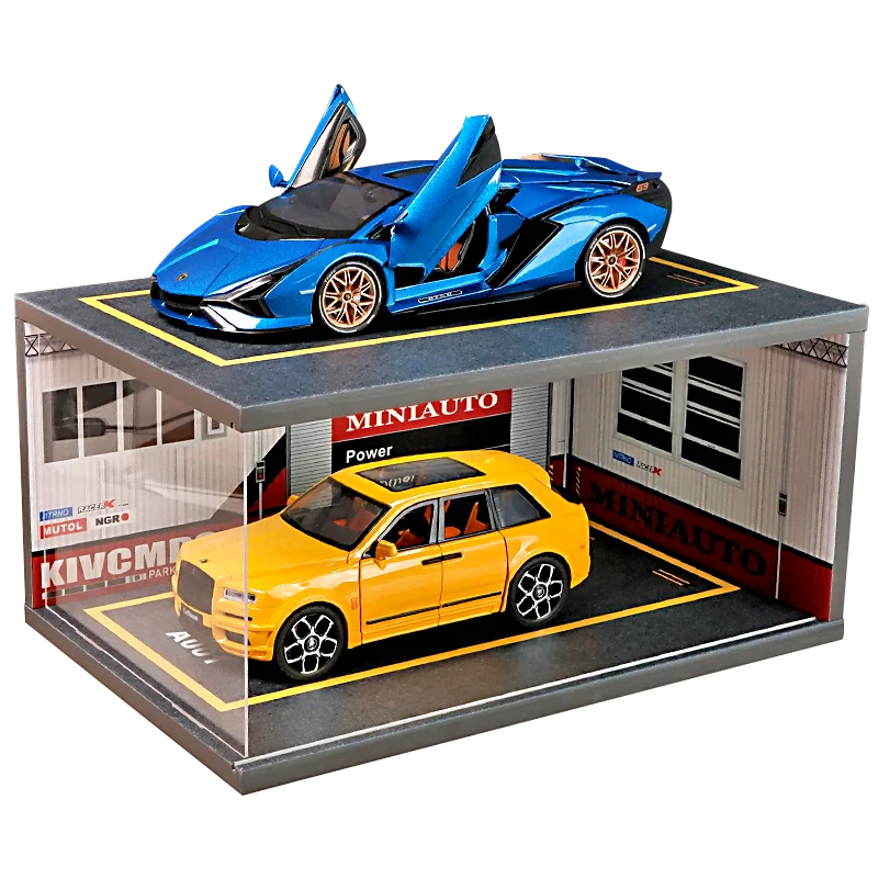 1/18 Double-layer light-equipped dust-proof car toy model parking lot(without car and action figure)