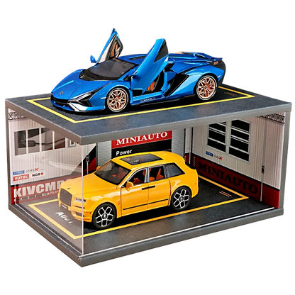 1/18 Double-layer light-equipped dust-proof car toy model parking lot(without car and action figure)