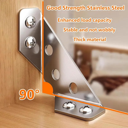 100Pc-12Pc Stainless Steel Angle Bracket Universal Furniture Right Angle Fixed Bracket Cabinet Trapezoidal Layer Board Connector