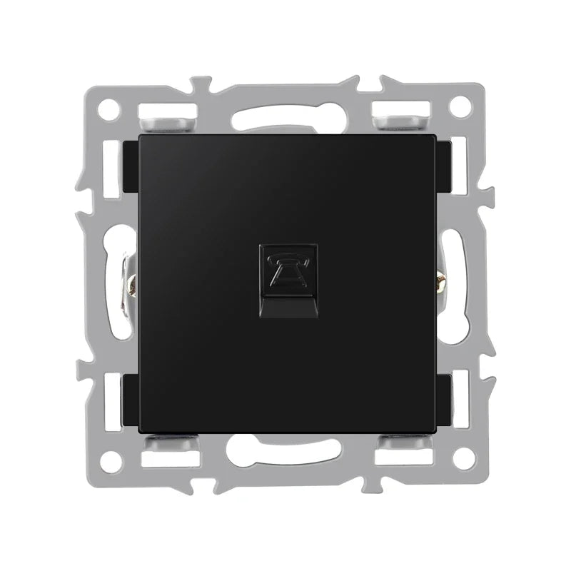 wall-mounted module diy European standard black tempered crystal glass panel socket light switch button function combi