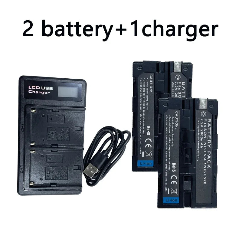 NP-F550 F530 F570 Li-Ion Battery 7.2V  LCD USB Charger For Sony NP-F330 NP-F530 NP-F570 NP-F730 NP-F750 CCD-TRV81 CCD-RV100