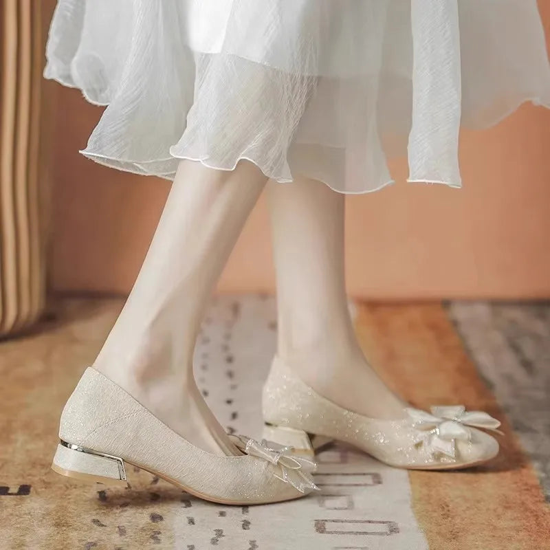 Women's 2025 New Style Fall Evening Soft Sole Low Top Wedding Shoes Daily Wearable Comfortable Polyurethane Sole Rubber Upper