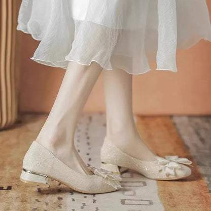 Women's 2025 New Style Fall Evening Soft Sole Low Top Wedding Shoes Daily Wearable Comfortable Polyurethane Sole Rubber Upper