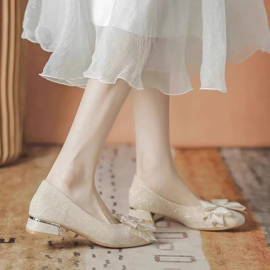 Women's 2025 New Style Fall Evening Soft Sole Low Top Wedding Shoes Daily Wearable Comfortable Polyurethane Sole Rubber Upper
