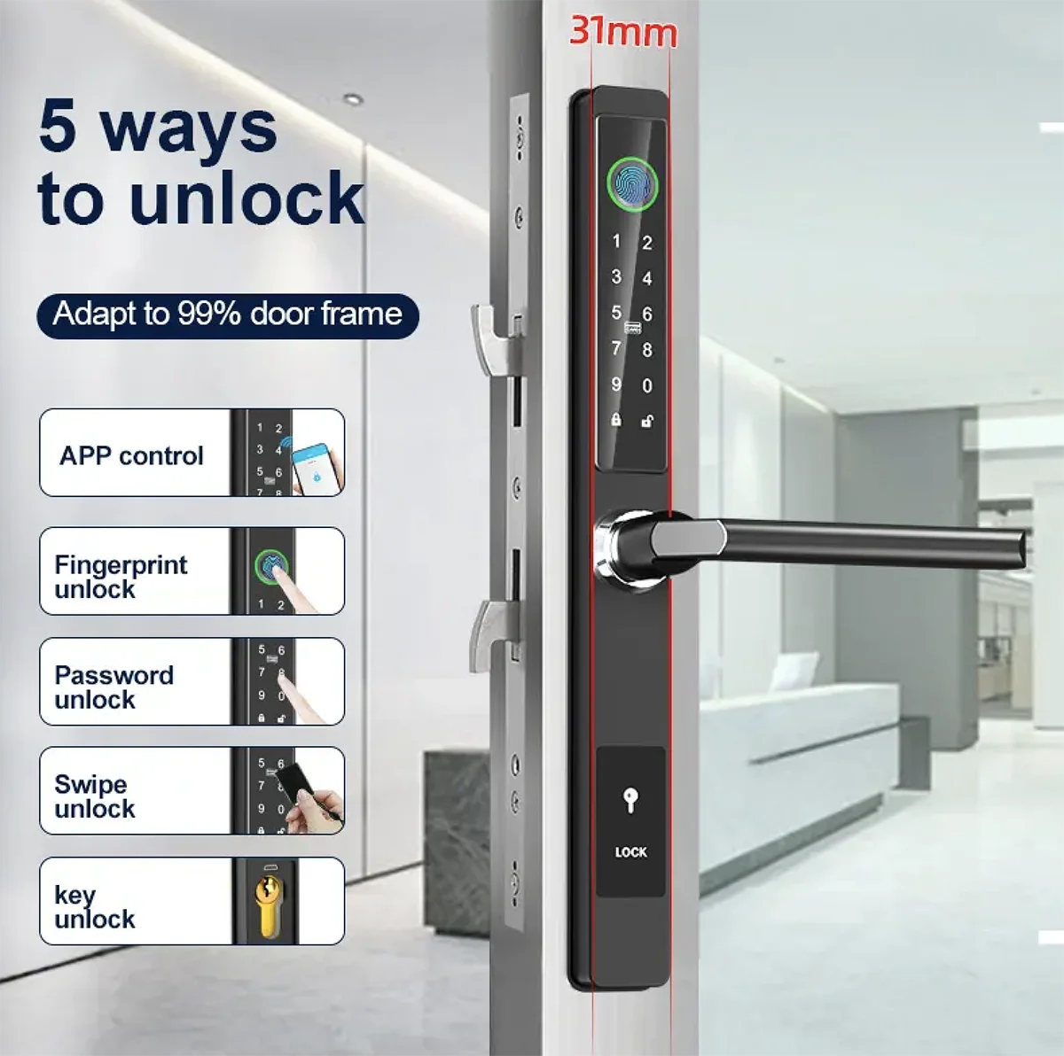 Waterproof Aluminum Alloy Fingerprint Lock RFID Smart Card TTLock APP Unlock Locks