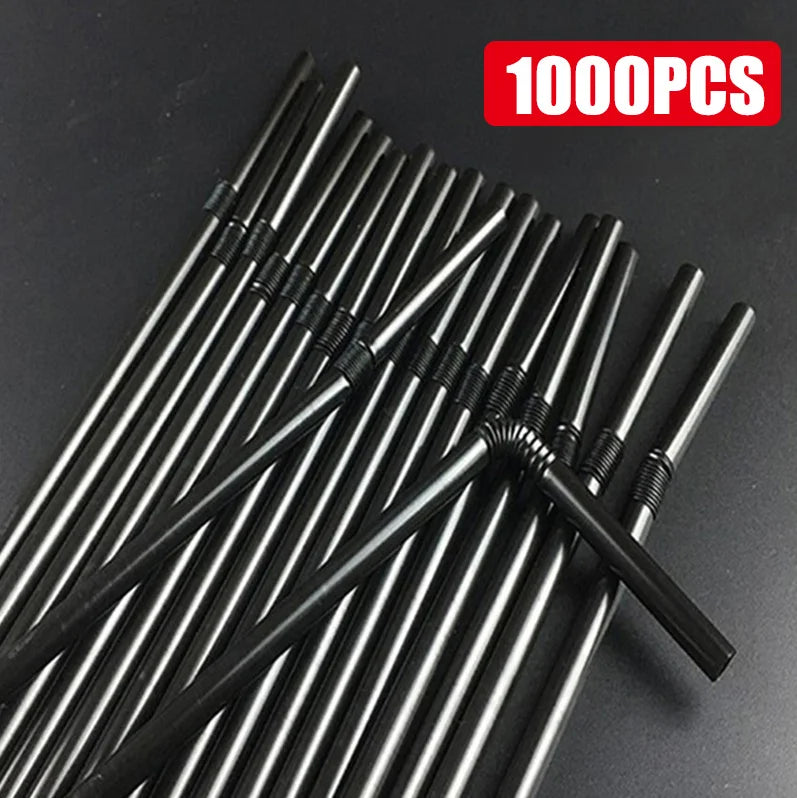 100-1000PCS Drinking Straws Colorful & Black rietjes Flexible Wedding Party Supplies Drinking Beverage Straws Kitchen Wholesale