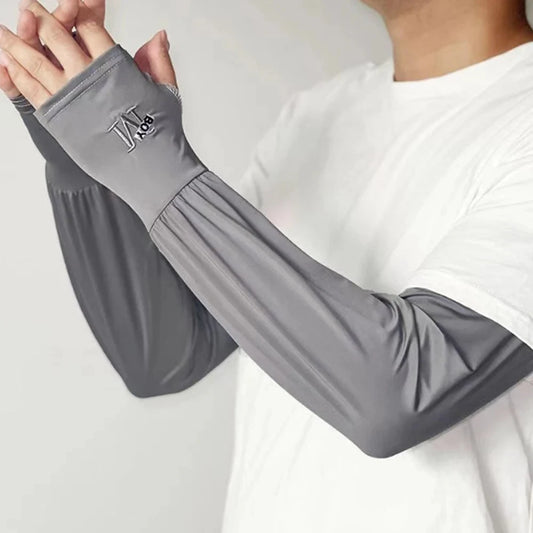 1 Pair Mens Ice Arm Sleeves Sunscreen Elastic Driving Gloves Outdoor UV Protection Arm Cover Sleeves Lightweight Cool Muff New
