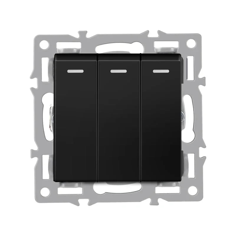 wall-mounted module diy European standard black tempered crystal glass panel socket light switch button function combi