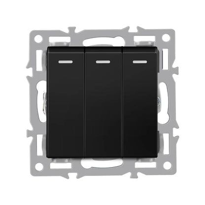 wall-mounted module diy European standard black tempered crystal glass panel socket light switch button function combi