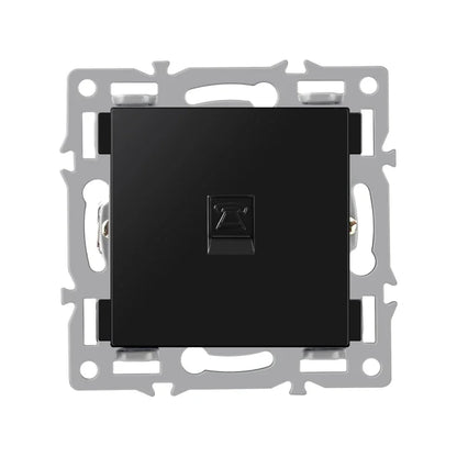 wall-mounted module diy European standard black tempered crystal glass panel socket light switch button function combi