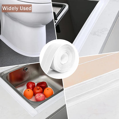 3.2M PVC Caulk Tape Self Adhesive Oil-Proof Kitchen Sink Edge Corner Wall Sticker  Bath Waterproof Toilet Sealing Strip Tape