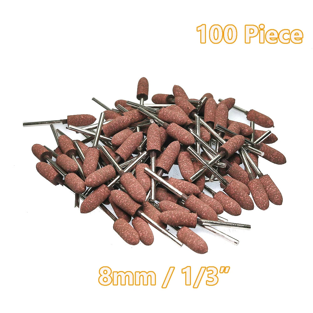 100 pcs/bag Rubber with Abrasives Sharper Mounted Points Coarse Grinding Heads for Metal Mable Glass