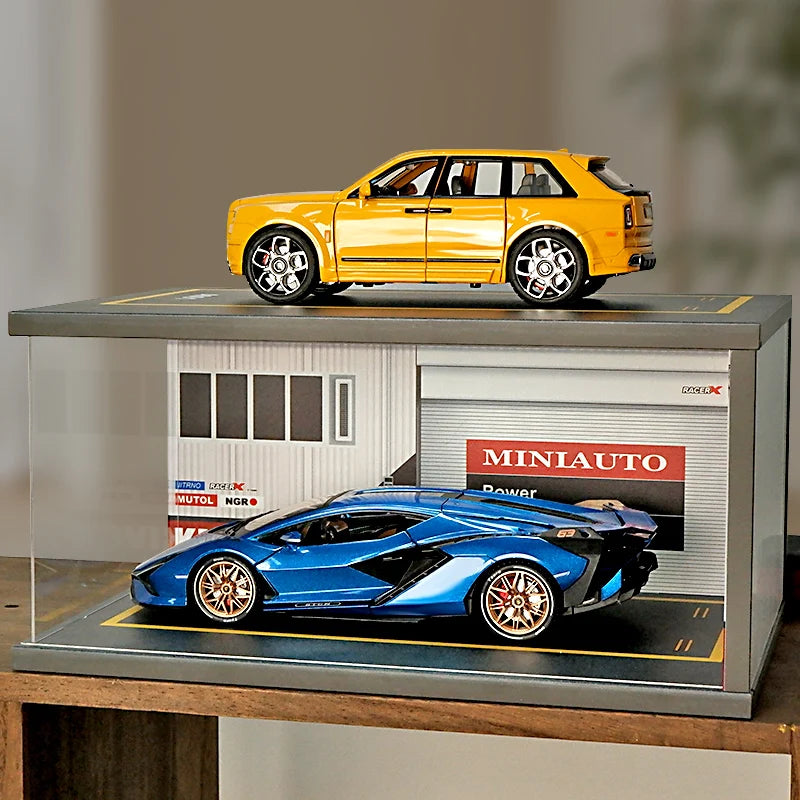 1/18 Double-layer light-equipped dust-proof car toy model parking lot(without car and action figure)