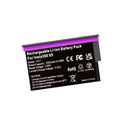 Replacement Battery For Insta360 X5 Rechargeable Li-ion Battery Pack 2500mAh 9.63Wh