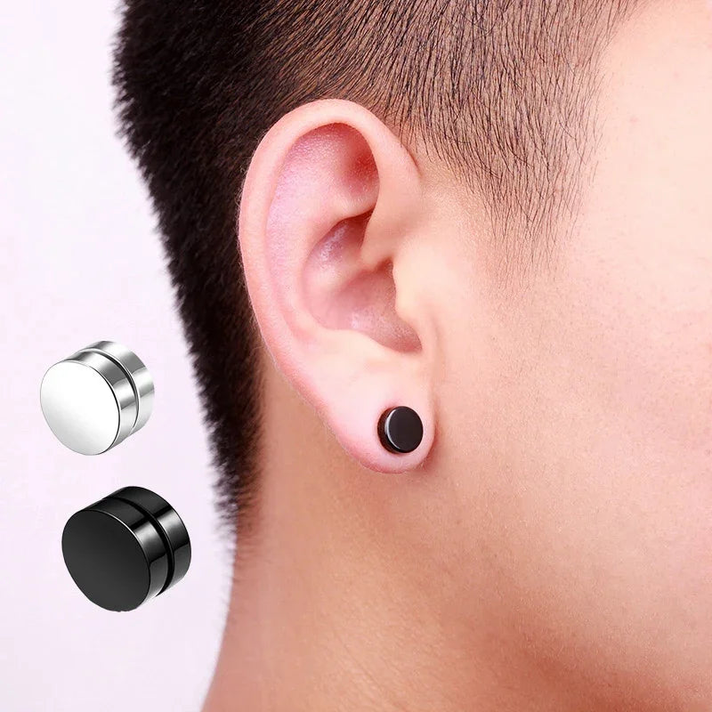 6 Pcset Crystal Strong Magnetic Ear Stud Clip Earrings for Men and Women Punk Round Zircon Magnet Earrings Non Piercing Jewelry