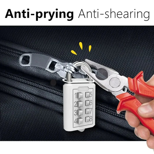 With Key Anti-theft 8-digit Combination Outdoor Button Waterproof Fixed Random Code Padlock Zinc Alloy Luggage Travel Smart Lock