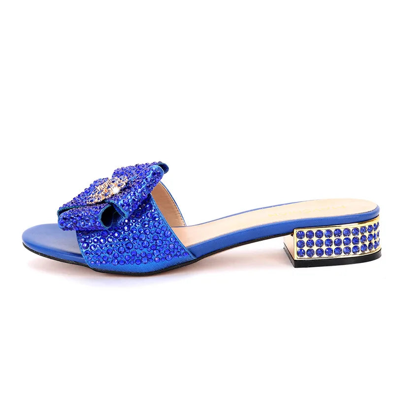 Women's Large Size Low Heel Flats 38 To 44 Cross-border New Diamond Crystal Wedding Party Banquet Shoes Handbags Luxury Designer
