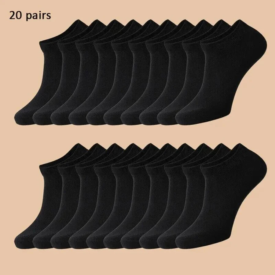Unisex 40/20/10 Pairs of Solid Color Socks, Soft and Lightweight Ankle Socks, WOMEN'S Casual Boat Socks, Low Cut Ankle Socks
