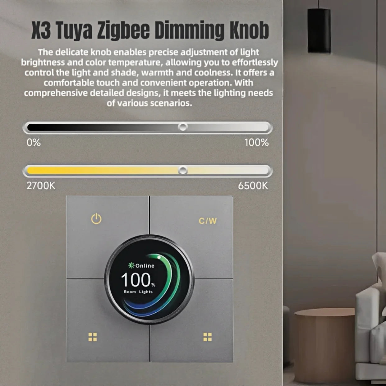 [2025] X3 Tuya Smart Knob Dimming Switch, Zigbee Dual Relay Version | Timer Switch | Knob Light Dimming | Mobile Phone Control