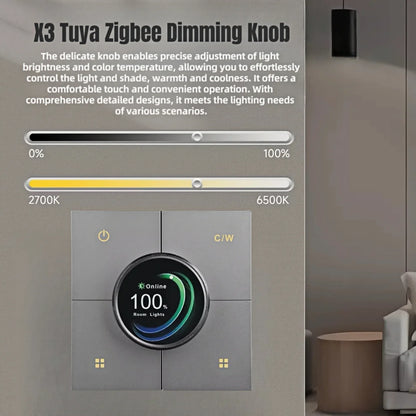 [2025] X3 Tuya Smart Knob Dimming Switch, Zigbee Dual Relay Version | Timer Switch | Knob Light Dimming | Mobile Phone Control