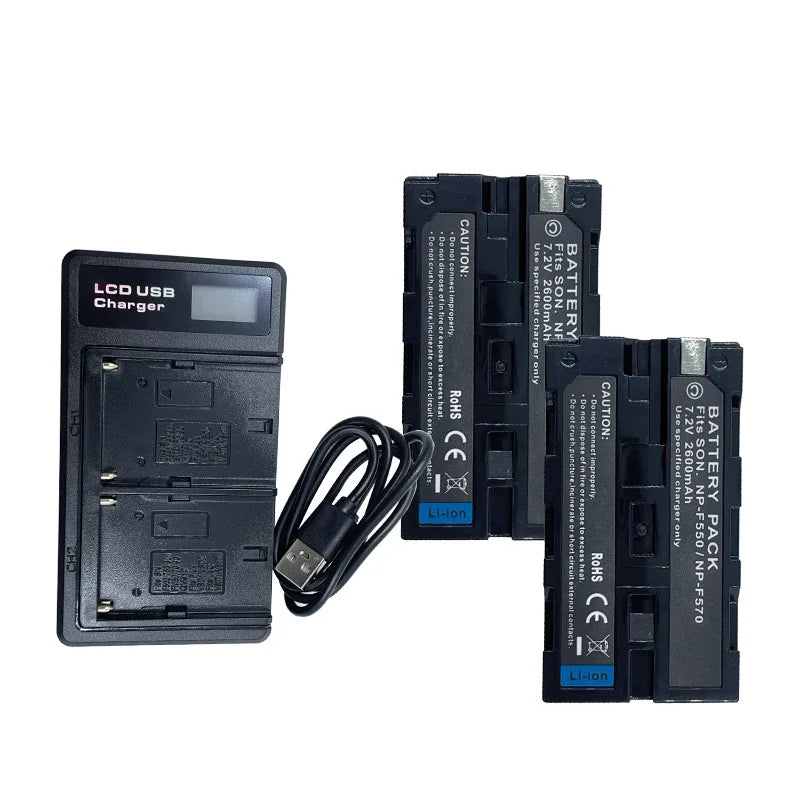 NP-F550 F530 F570 Li-Ion Battery 7.2V  LCD USB Charger For Sony NP-F330 NP-F530 NP-F570 NP-F730 NP-F750 CCD-TRV81 CCD-RV100