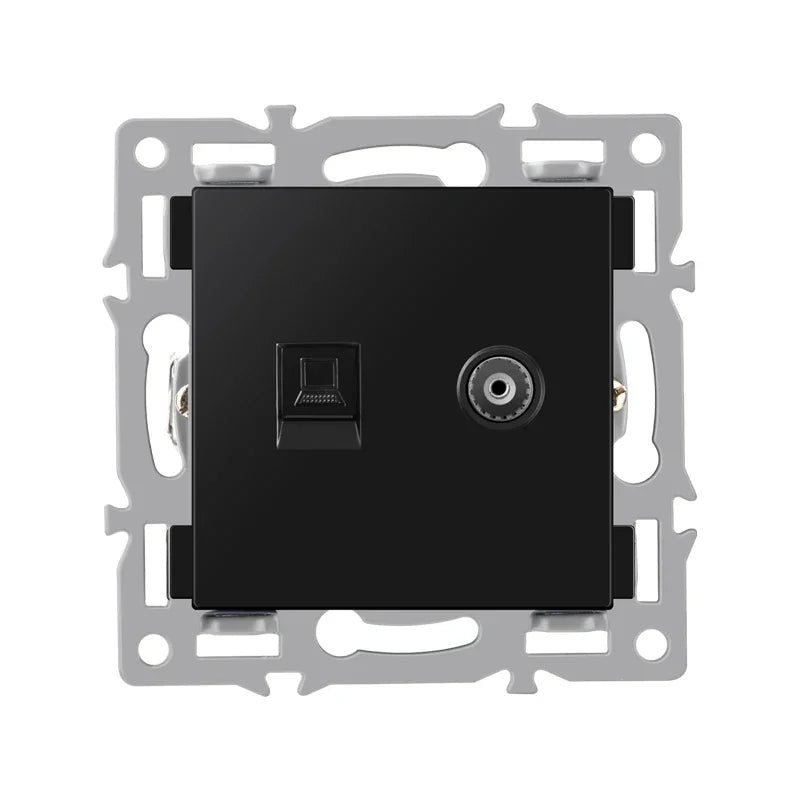 wall-mounted module diy European standard black tempered crystal glass panel socket light switch button function combi