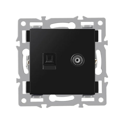 wall-mounted module diy European standard black tempered crystal glass panel socket light switch button function combi