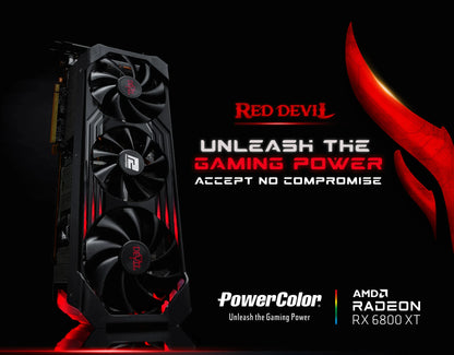 USED PowerColor Radeon RX 6800 XT 16GB Red Dragon GDDR6 Video Graphics Card GPU