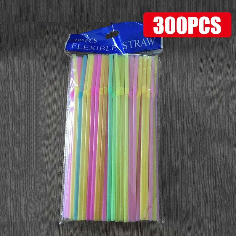 100-1000PCS Drinking Straws Colorful & Black rietjes Flexible Wedding Party Supplies Drinking Beverage Straws Kitchen Wholesale