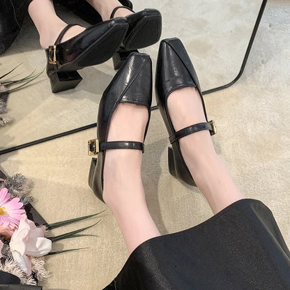 Women's Mary Jane Leather Shoes - British Style, Anti-Slip, New Arrival, Stylish, Retro French Design, Casual Shoes