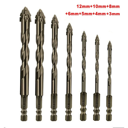 10/7PCS Serrated Drill Bits Set High Strength Special Serrated Twist Bits 3-12mm For Concrete/Tile/Glass Drilling Tools Set